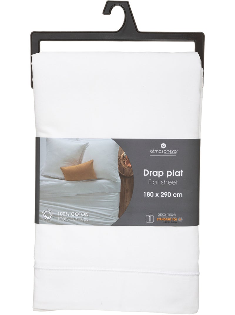Drap plat 100% coton CARINA Blanc - Kiabi