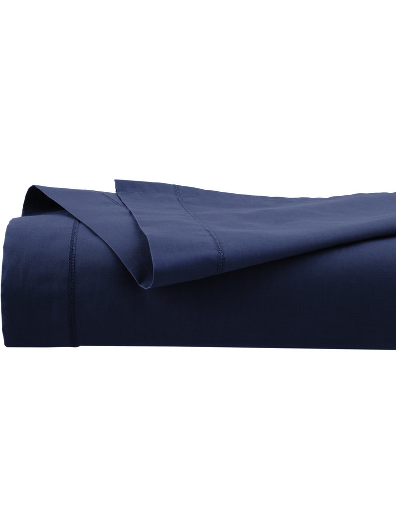 Drap plat 100% coton CARINA Bleu encre - Kiabi