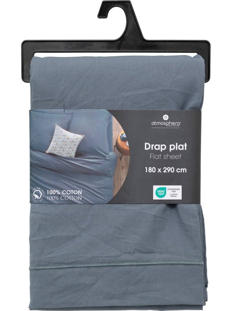 Drap plat 100% coton CARINA Gris orage - Kiabi