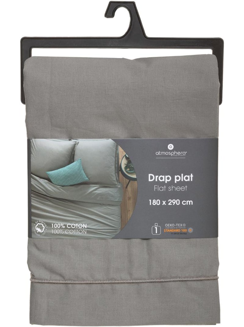 Drap plat 100% coton CARINA Gris souris - Kiabi