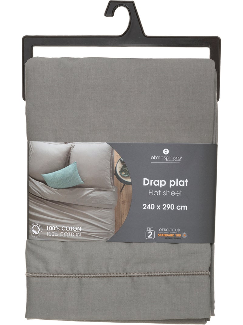 Drap plat 100% coton CARINA Gris souris - Kiabi