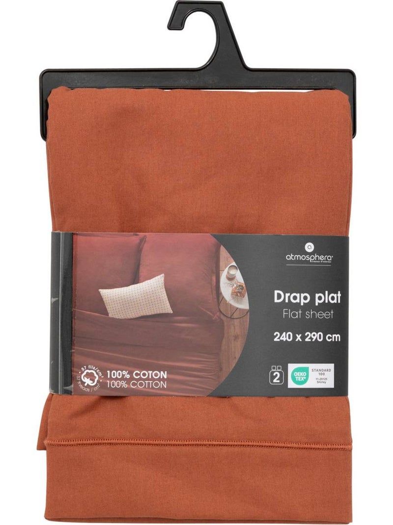 Drap plat 100% coton CARINA Terracotta - Kiabi