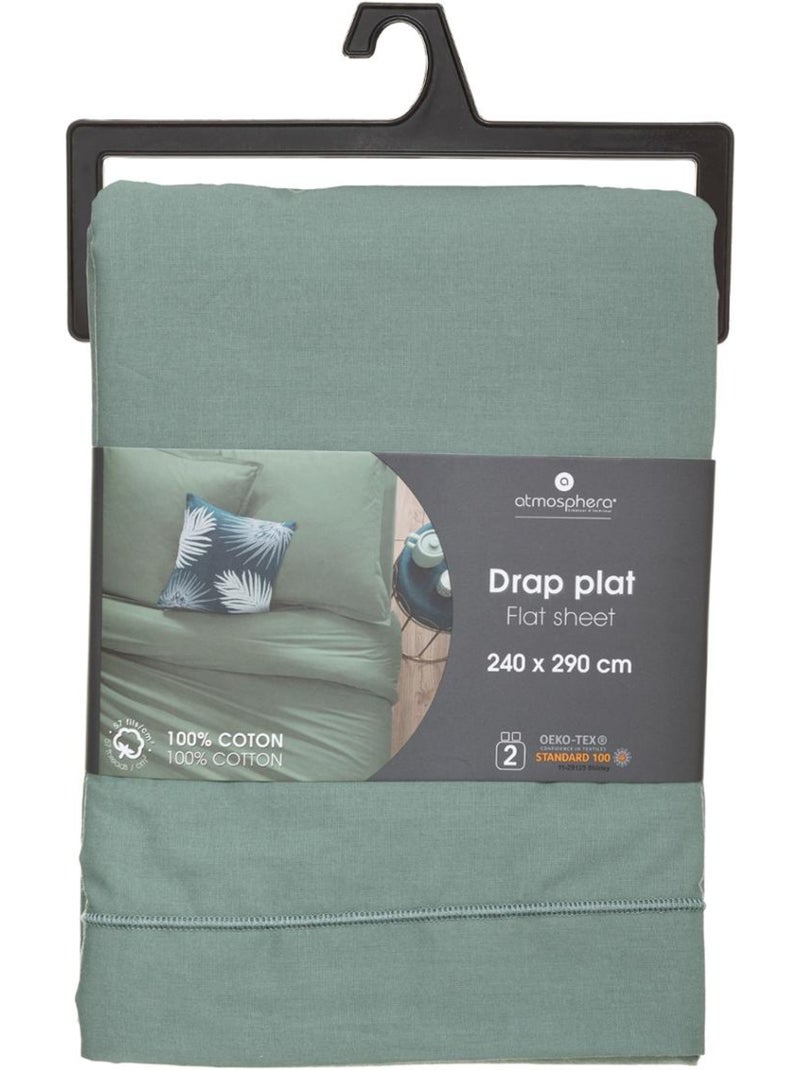Drap plat 100% coton CARINA Vert clair - Kiabi