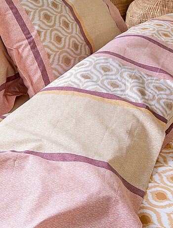 Drap plat 100% coton INOUK rose/beige