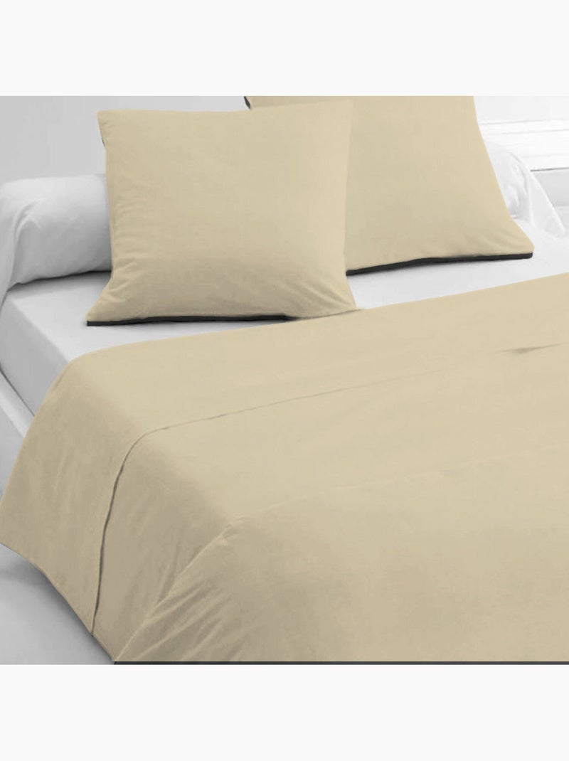 Drap plat 100% coton uni Beige - Kiabi