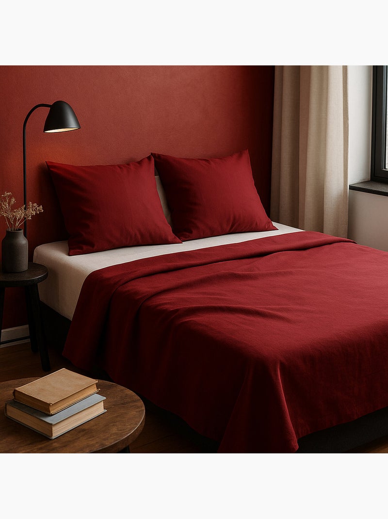 Drap plat 100% coton uni Rouge - Kiabi