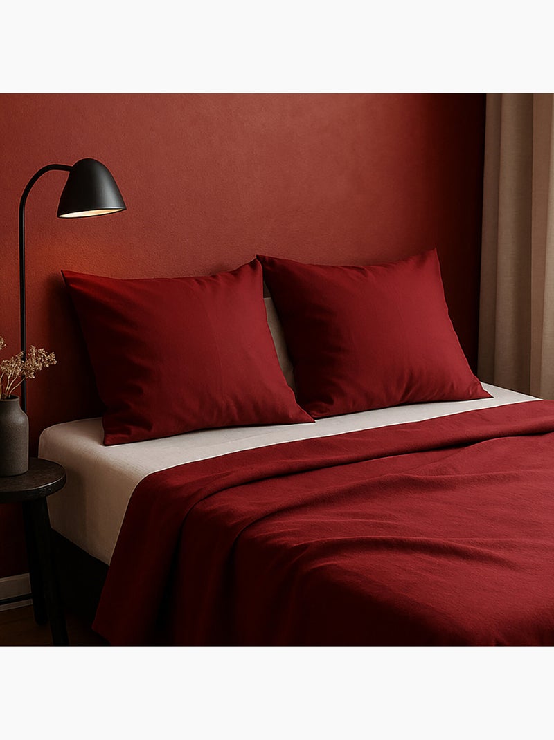 Drap plat 100% coton uni Rouge - Kiabi