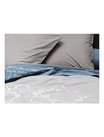 Drap plat 180x290 cm brodé NAVIGATEUR par Sylvie Thiriez