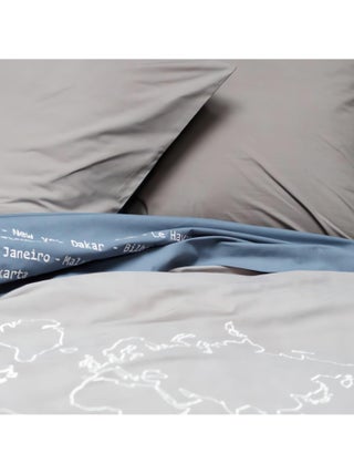 Drap plat 180x290 cm brodé NAVIGATEUR par Sylvie Thiriez