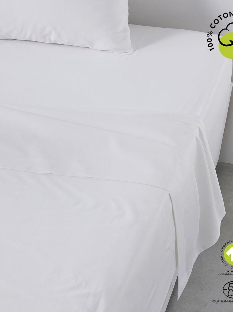 Drap plat 2 places en coton BIO Blanc - Kiabi