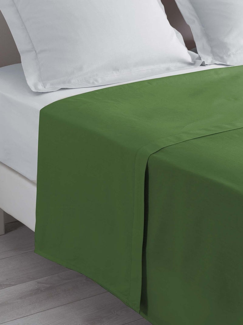 Drap plat 57 fils coton Tendance uni Vert sapin - Kiabi