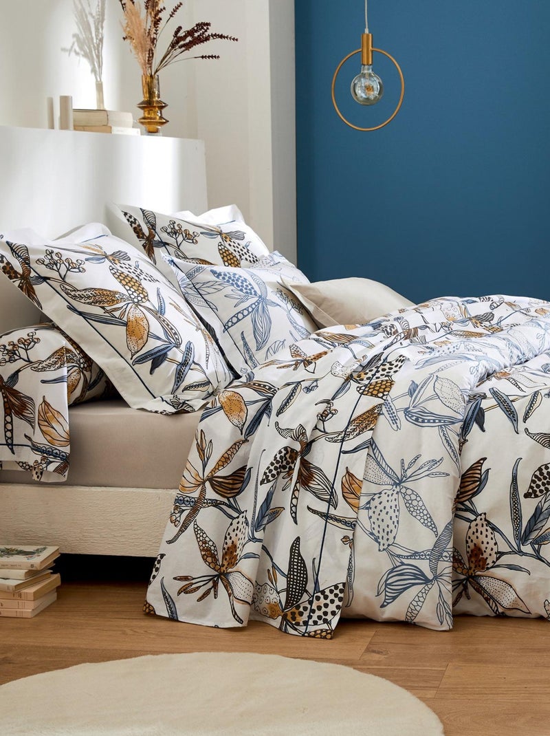 Drap plat aux fleurs exubérantes Blanc - Kiabi
