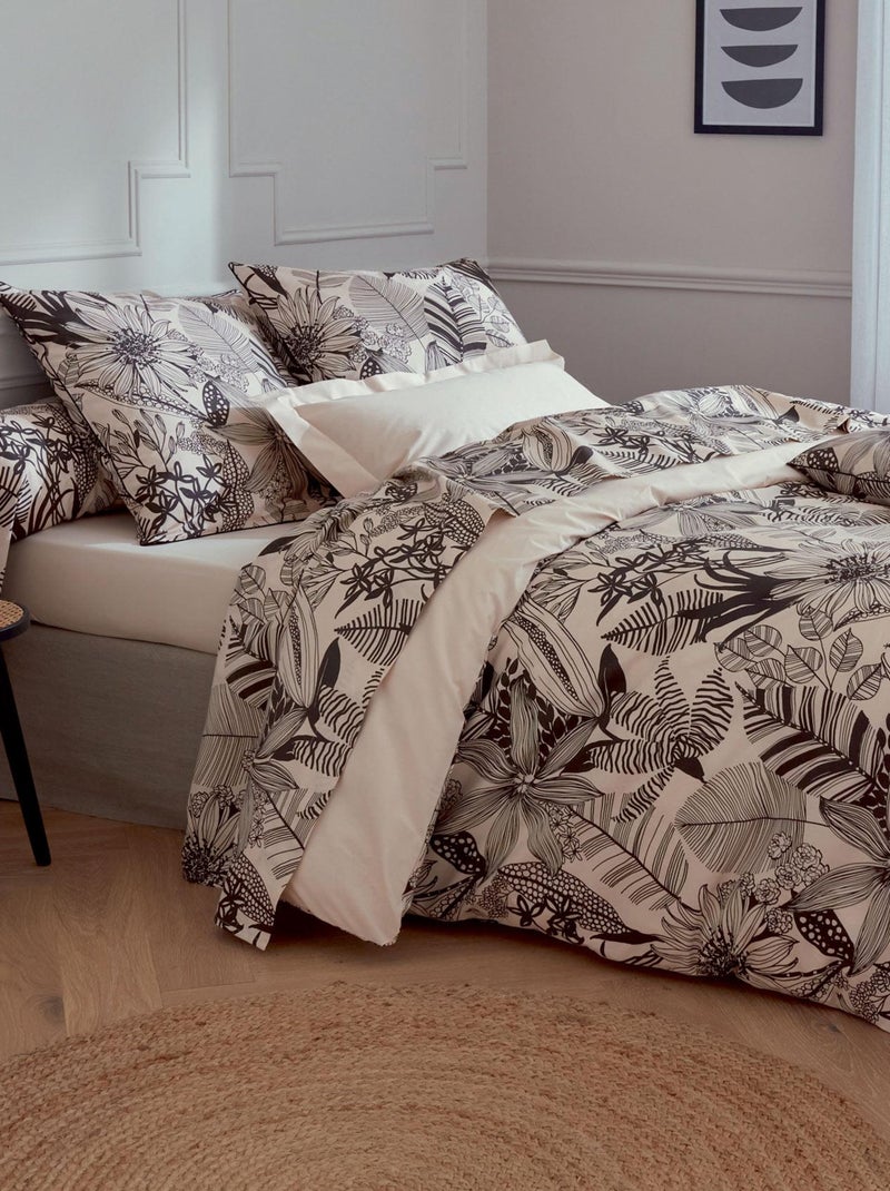 Drap plat aux impressions noires Beige - Kiabi