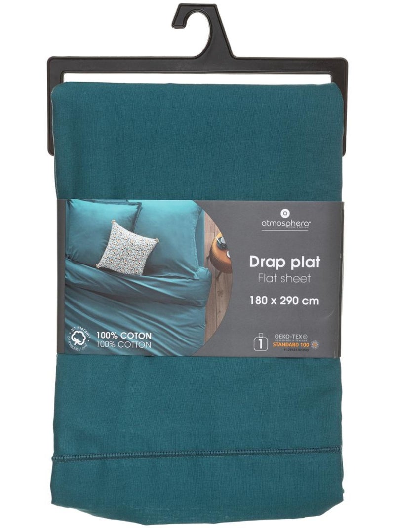 Drap plat "Carina" en coton 180x290cm bleu canard Bleu canard - Kiabi