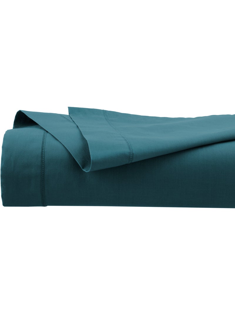 Drap plat "Carina" en coton 180x290cm bleu canard Bleu canard - Kiabi