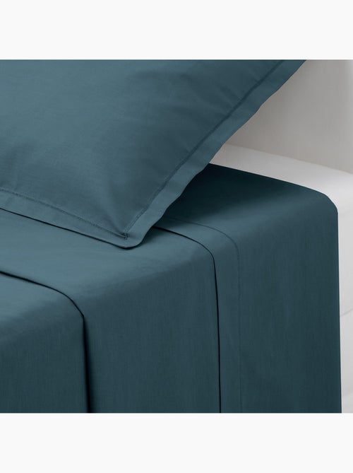 Drap plat "Carina" en coton 180x290cm bleu orage - Kiabi