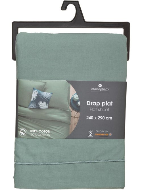Drap plat "Carina" en coton 180x290cm vert céladon - Kiabi
