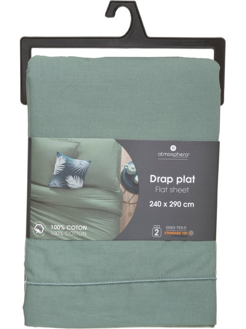 Drap plat "Carina" en coton 180x290cm vert céladon - Kiabi