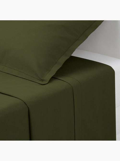 Drap plat "Carina" en coton 240x290cm vert kaki - Kiabi