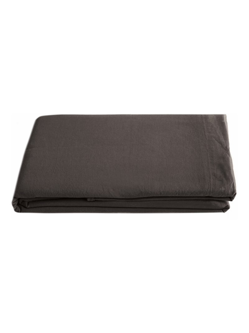 Drap plat coton lavé PALACE Marron cappuccino - Kiabi