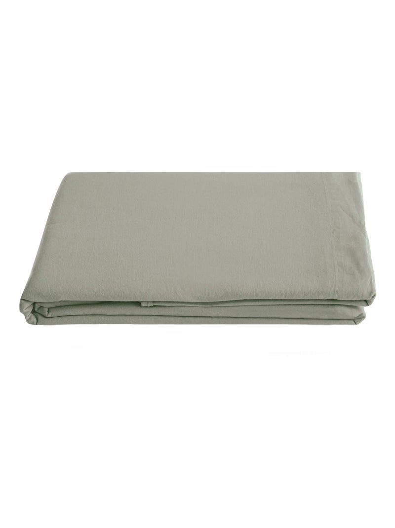 Drap plat coton lavé PALACE Vert kaki clair - Kiabi