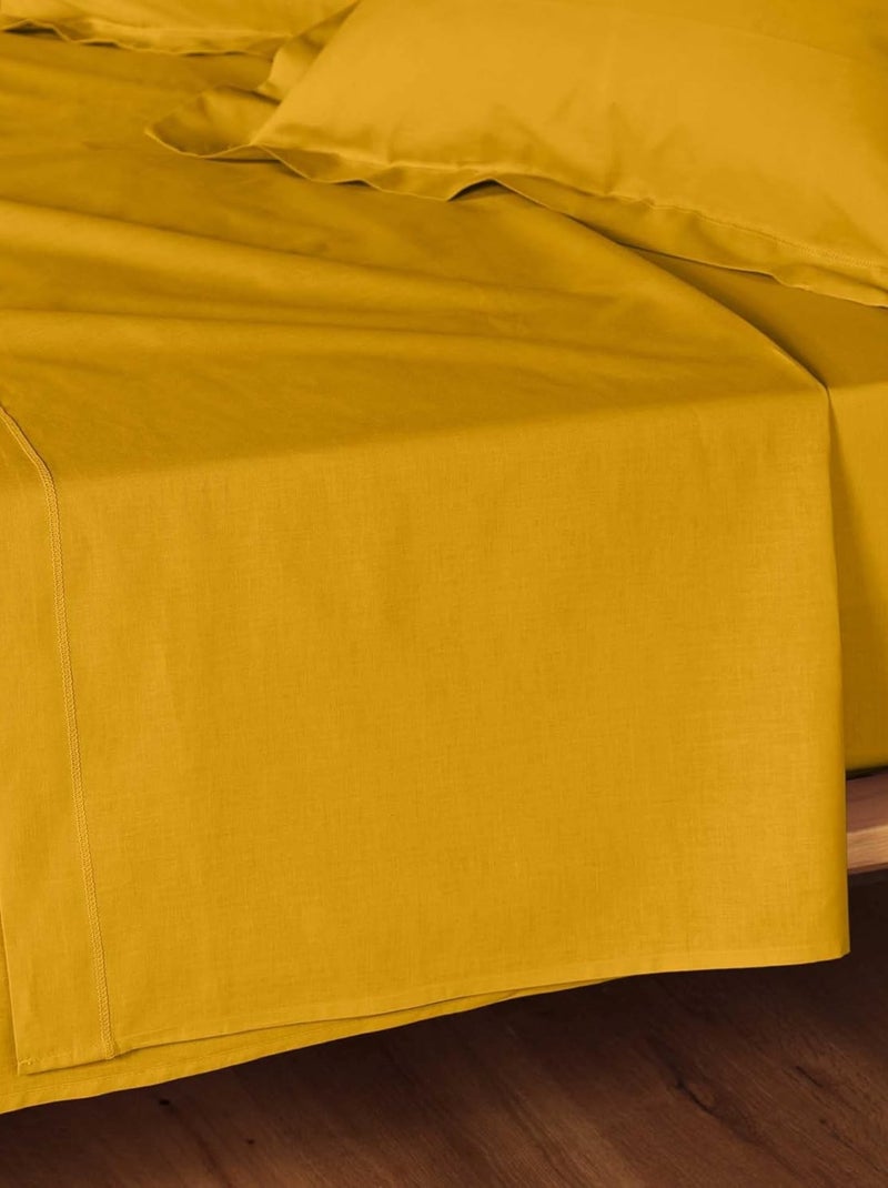 Drap Plat Coton LINA Douceur d'Intérieur Jaune - Kiabi