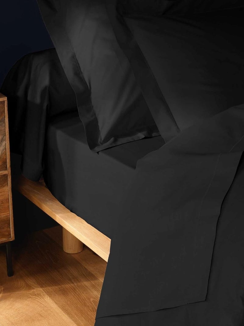Drap Plat Coton LINA Douceur d'Intérieur Noir - Kiabi