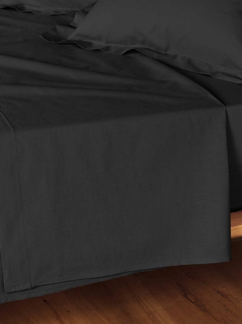 Drap Plat Coton LINA Douceur d'Intérieur Noir - Kiabi