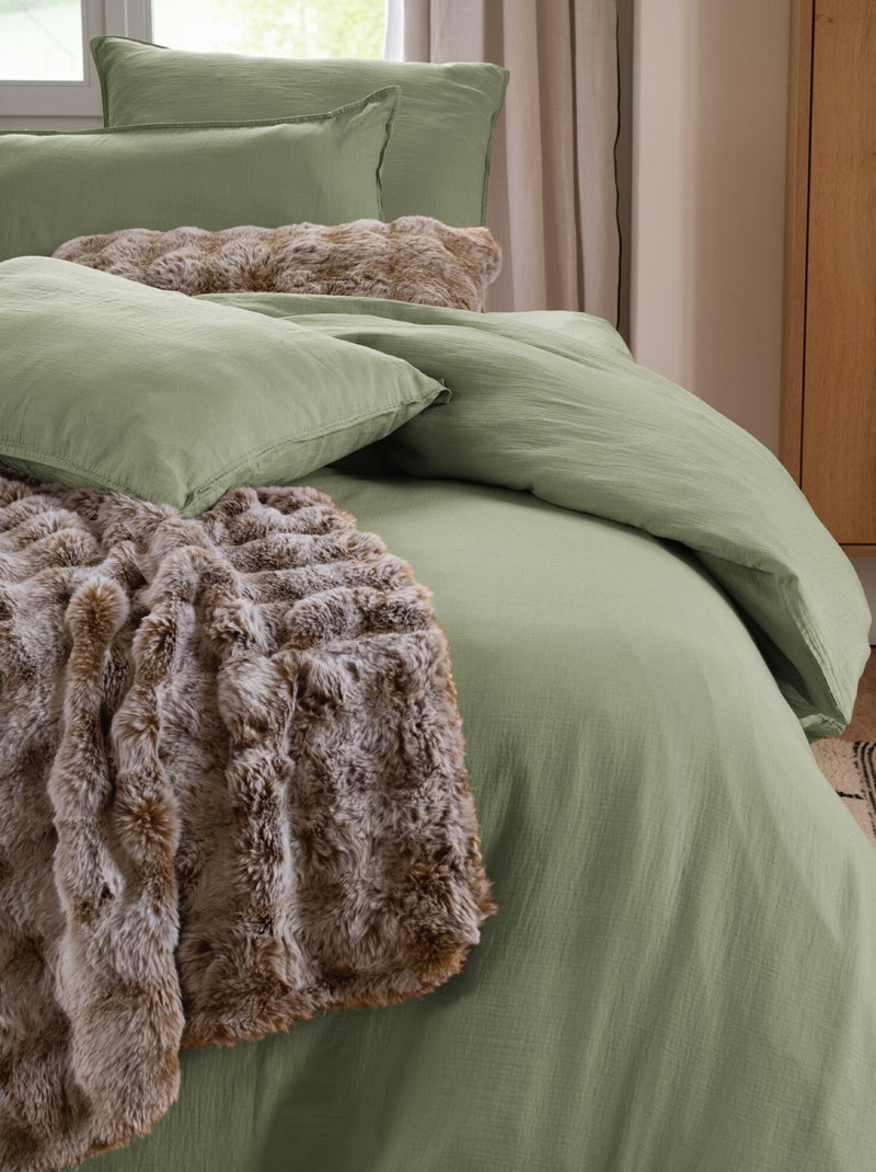 Drap plat coton MILOS Vert bouteille - Kiabi