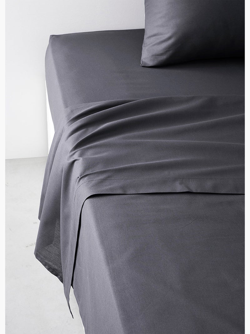 Drap plat coton uni - Afibel gris anthracite - Kiabi