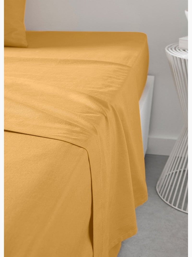 Drap plat coton uni - Afibel Gris Blanc Ocre - Kiabi
