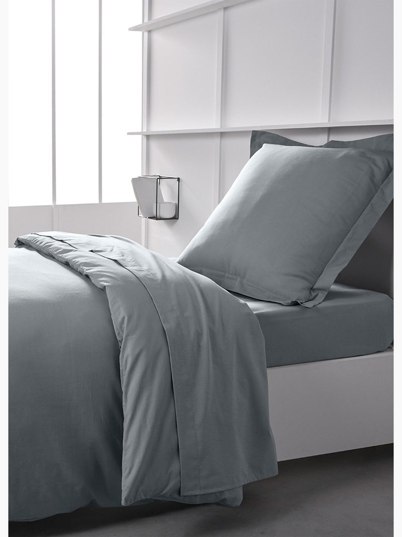 Drap plat coton uni - Afibel Gris métalique - Kiabi