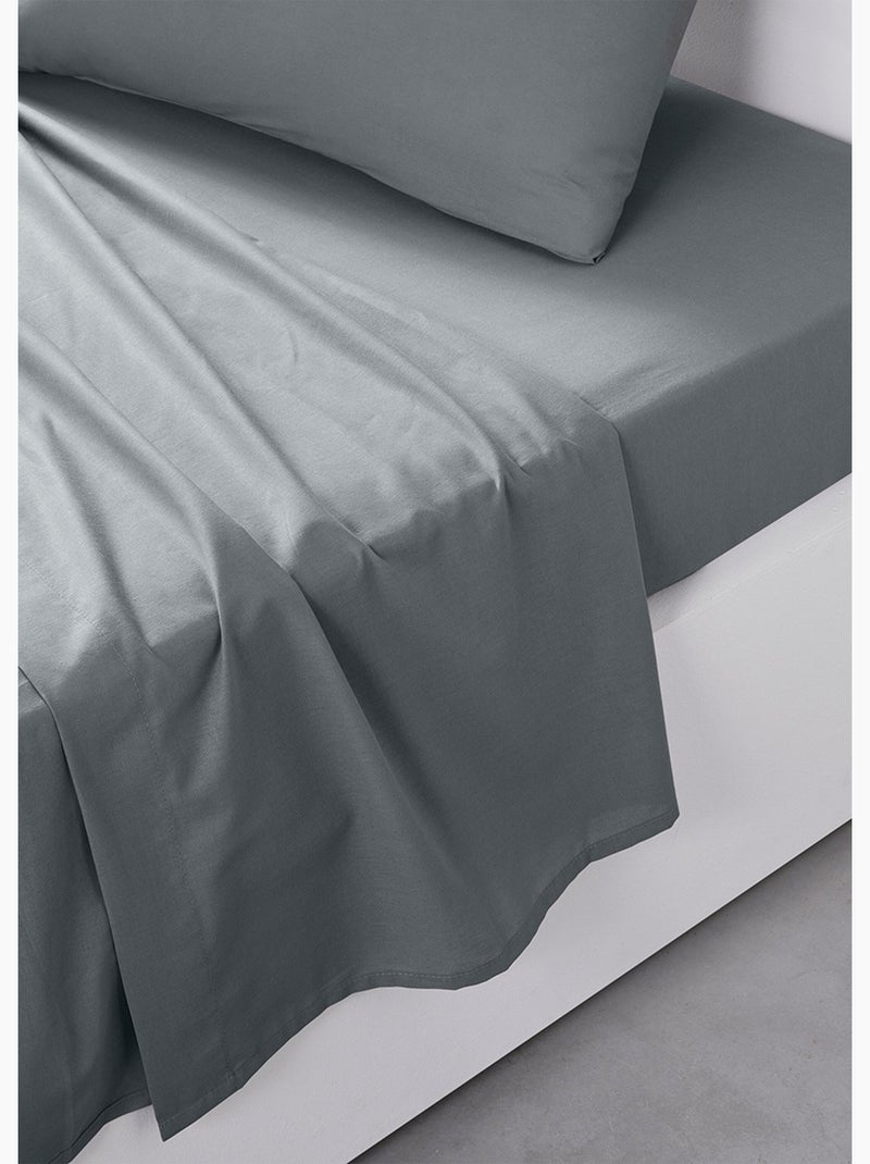 Drap plat coton uni - Afibel Gris métalique - Kiabi