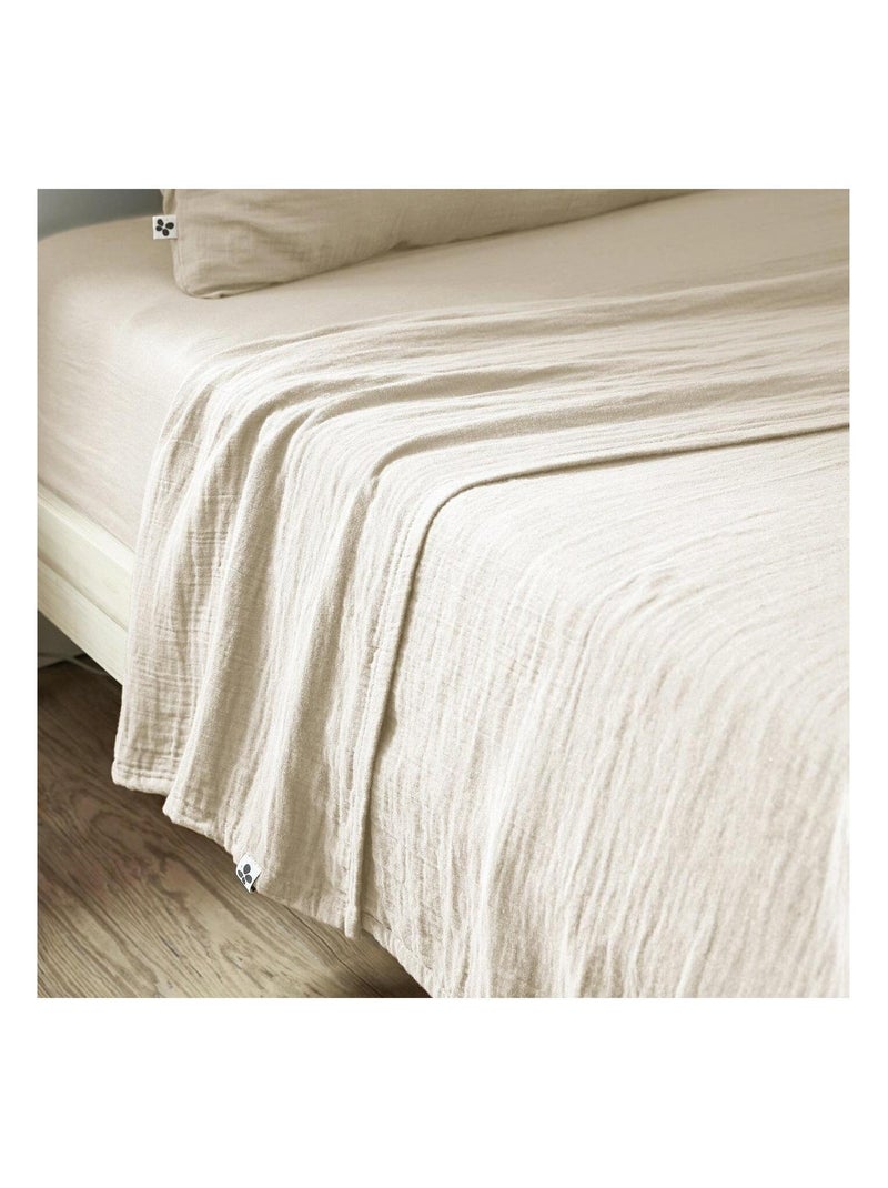 Drap plat double gaze de coton Gaia Gris - Kiabi