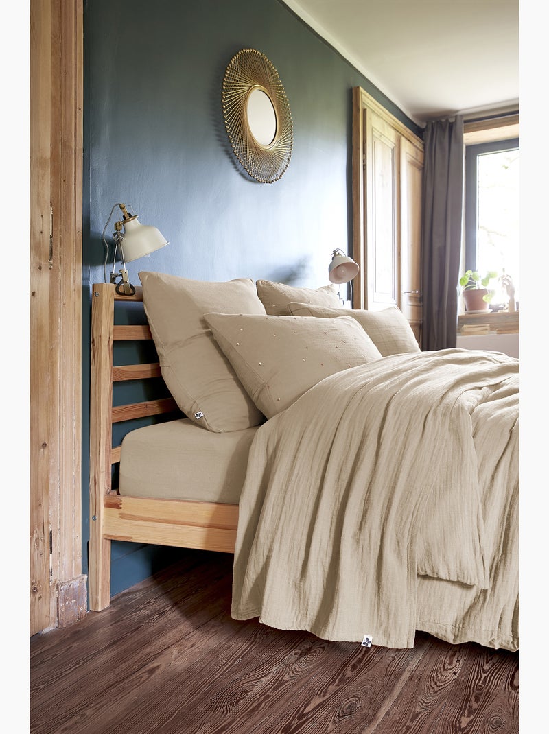 Drap Plat – Double Gaze de Coton Luxe – Gaïa Beige clair - Kiabi