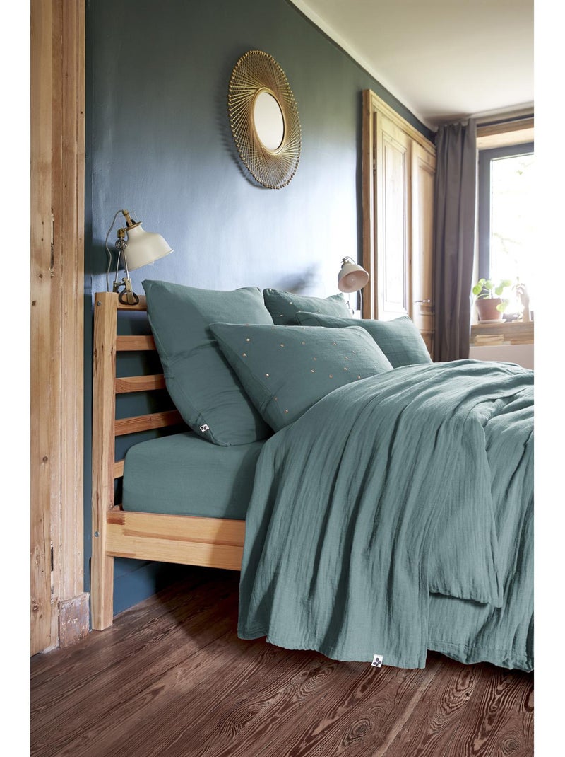 Drap Plat – Double Gaze de Coton Luxe – Gaïa Bleu canard - Kiabi