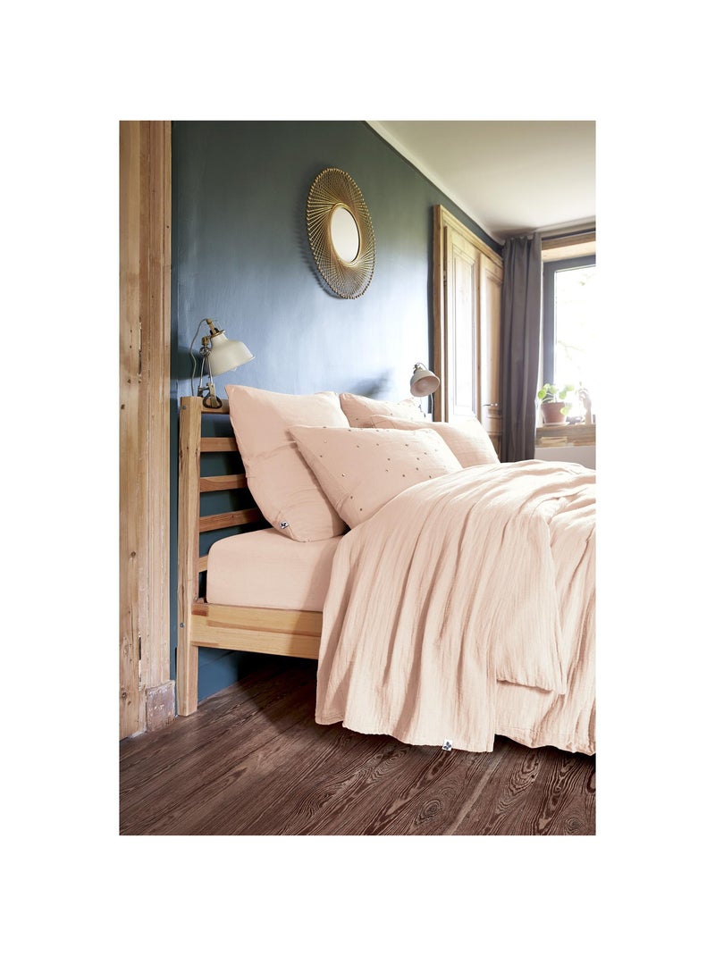 Drap Plat – Double Gaze de Coton Luxe – Gaïa Rose clair - Kiabi