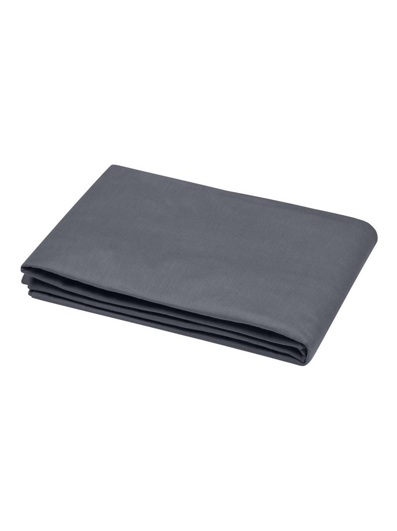 Drap plat Edens 240 x 300 cm  ardoise  100% coton doux et respirant gris anthracite - Kiabi