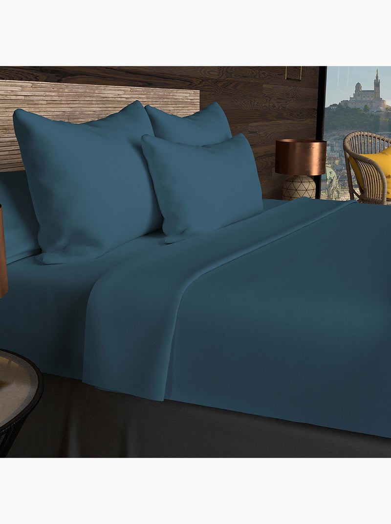 Drap plat en coton 57 fils UNI, par Soleil d'ocre Bleu - Kiabi