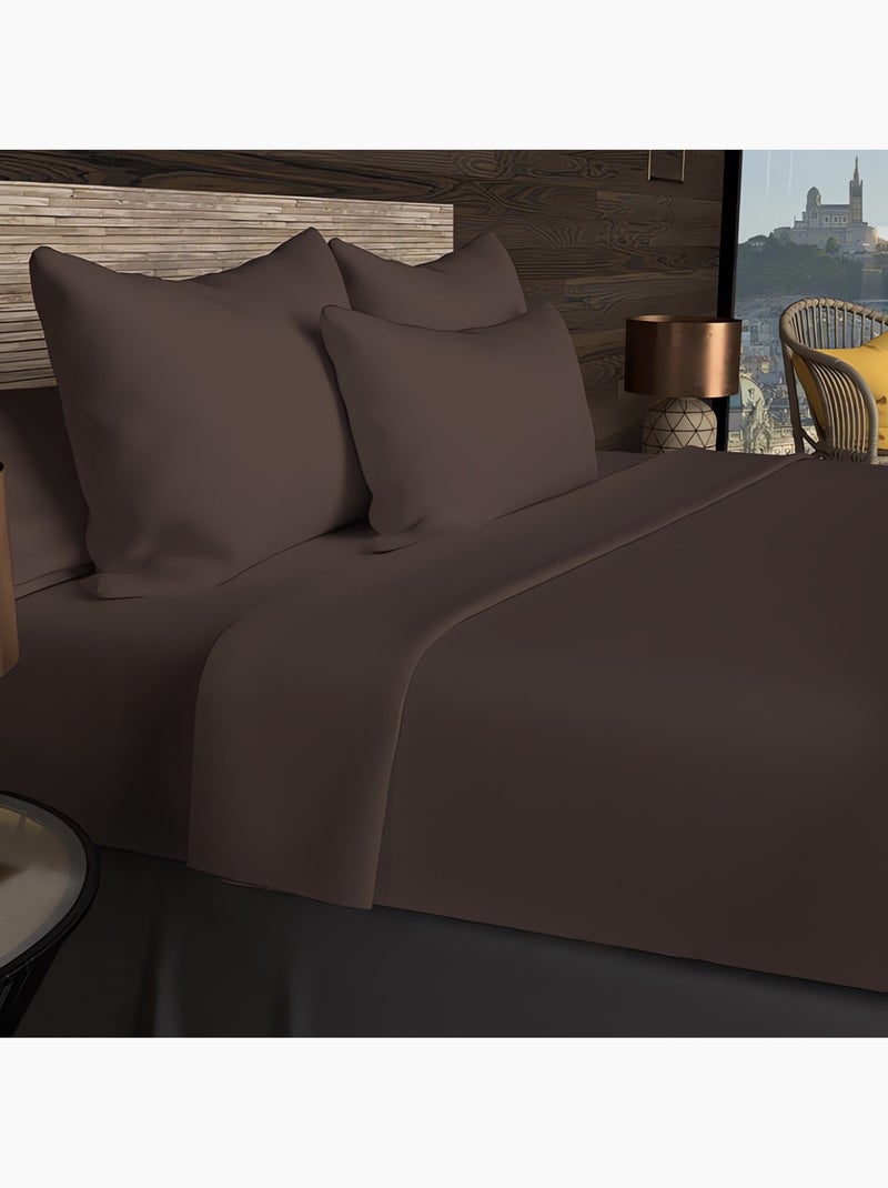 Drap plat en coton 57 fils UNI, par Soleil d'ocre Marron - Kiabi