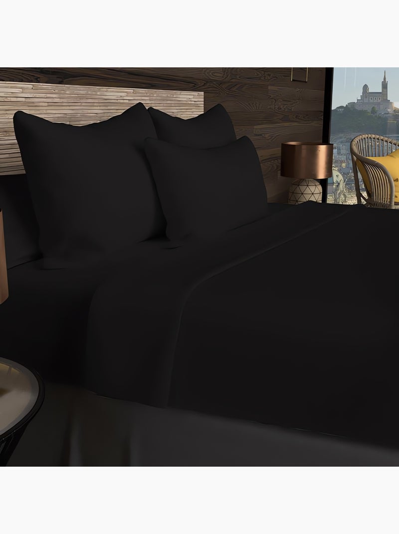 Drap plat en coton 57 fils UNI, par Soleil d'ocre Noir - Kiabi