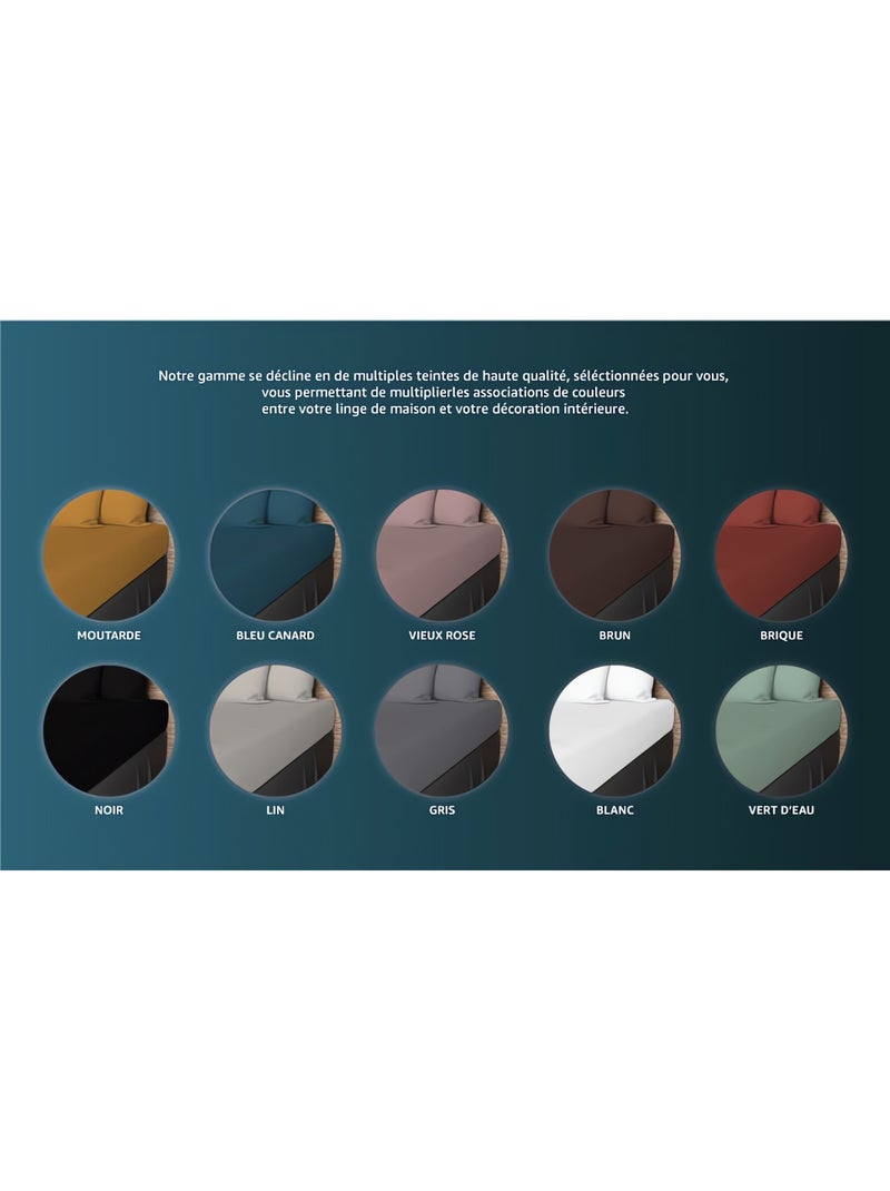 Drap plat en coton 57 fils UNI, par Soleil d'ocre Noir - Kiabi