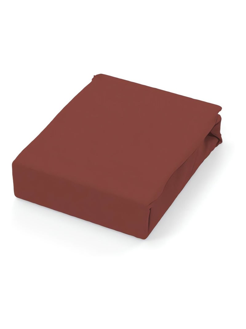 Drap plat en coton 57 fils UNI, par Soleil d'ocre Rouge brique - Kiabi