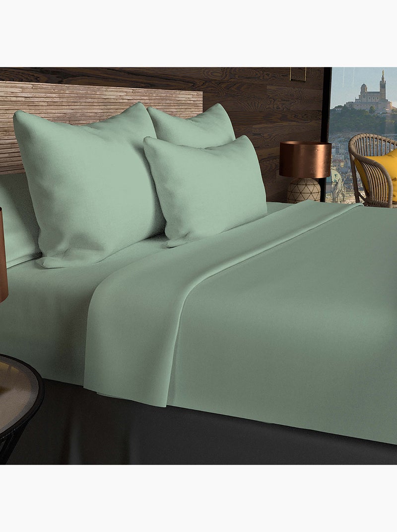 Drap plat en coton 57 fils UNI, par Soleil d'ocre Vert - Kiabi