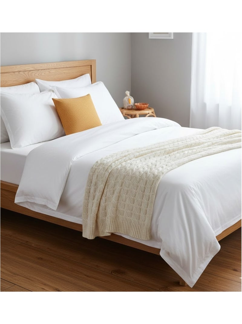 Drap plat en coton Contemporain Blanc - Kiabi