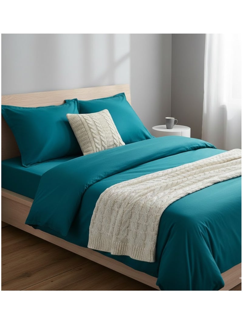 Drap plat en coton Contemporain Bleu canard - Kiabi