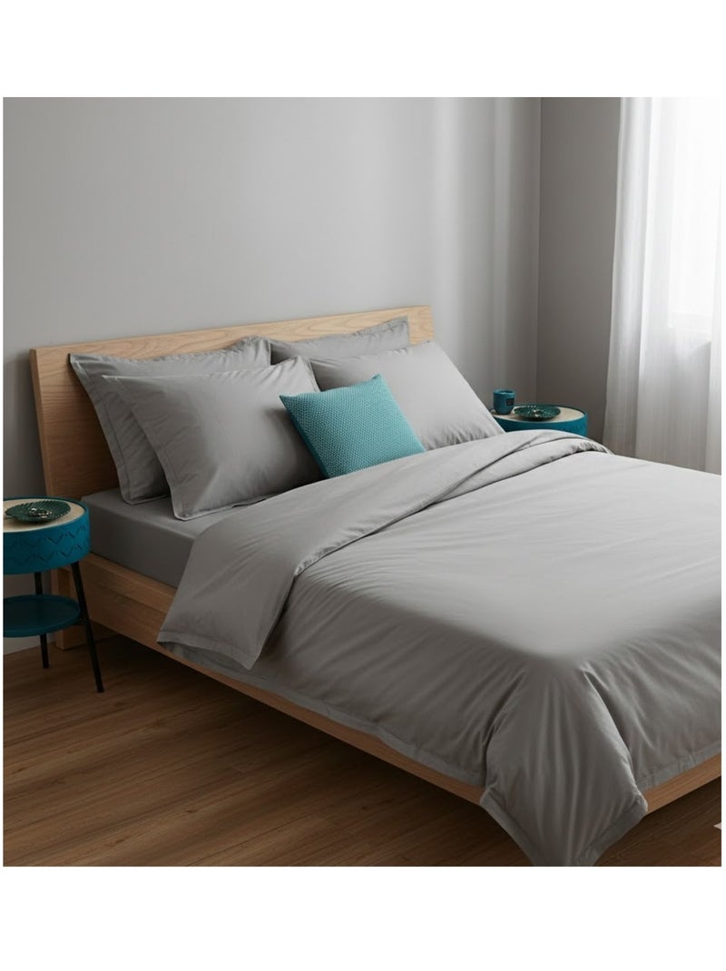 Drap plat en coton Contemporain Gris - Kiabi