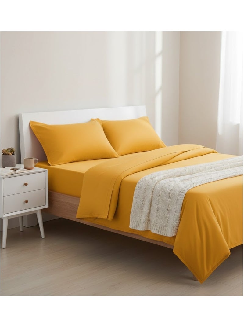 Drap plat en coton Contemporain Ocre - Kiabi