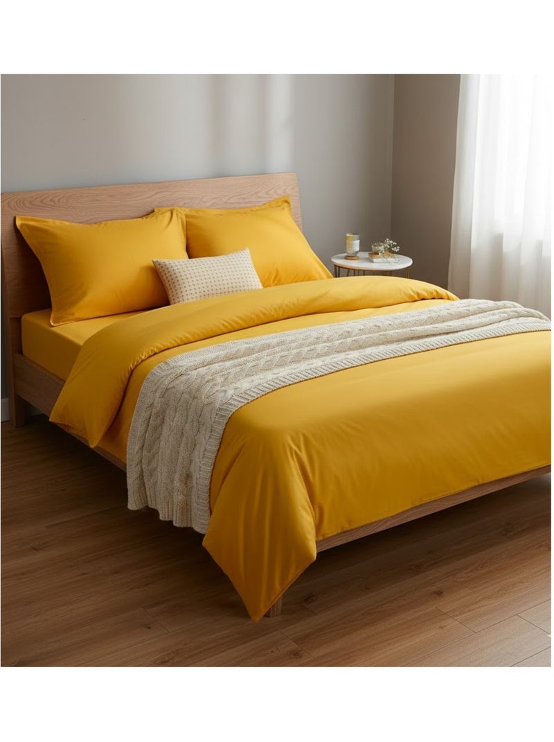 Drap plat en coton Contemporain Ocre - Kiabi