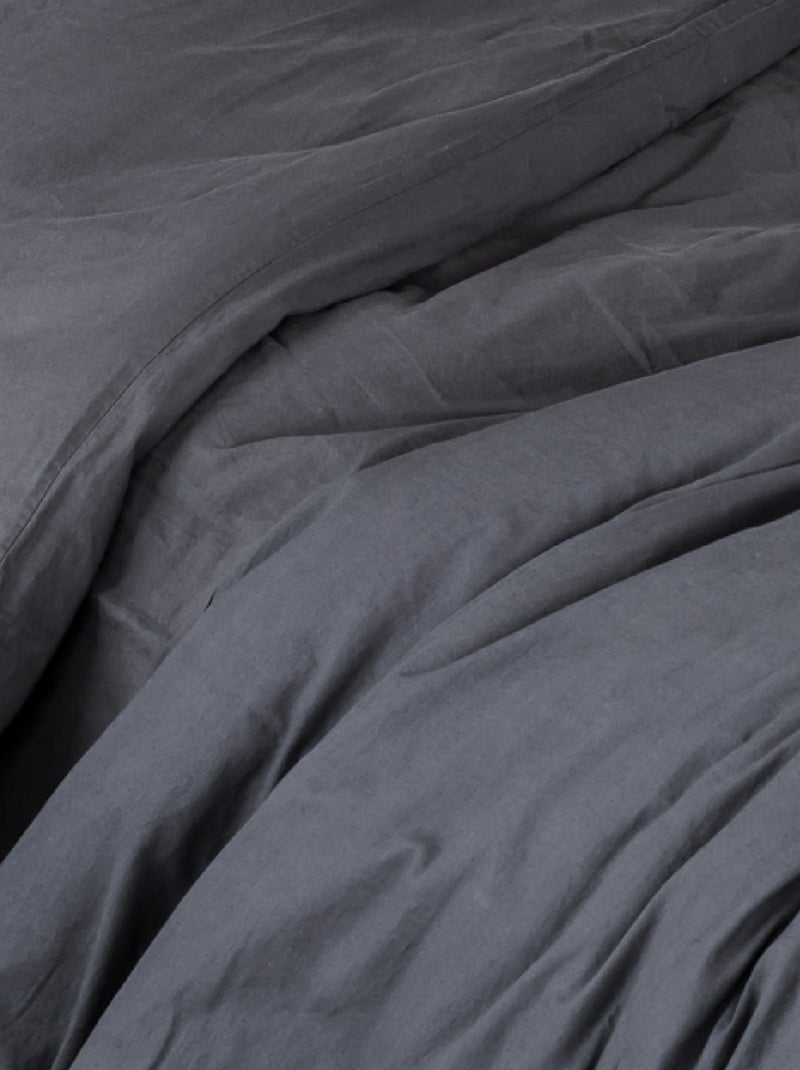 Drap plat en coton lavé gris anthracite - Kiabi